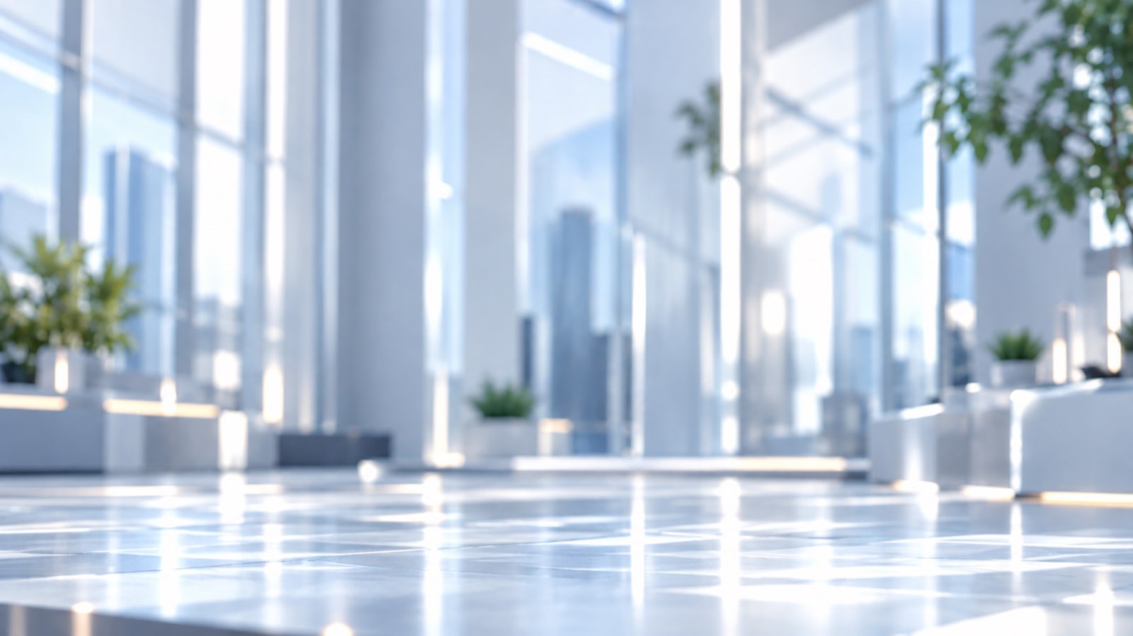 Sunlit modern office lobby